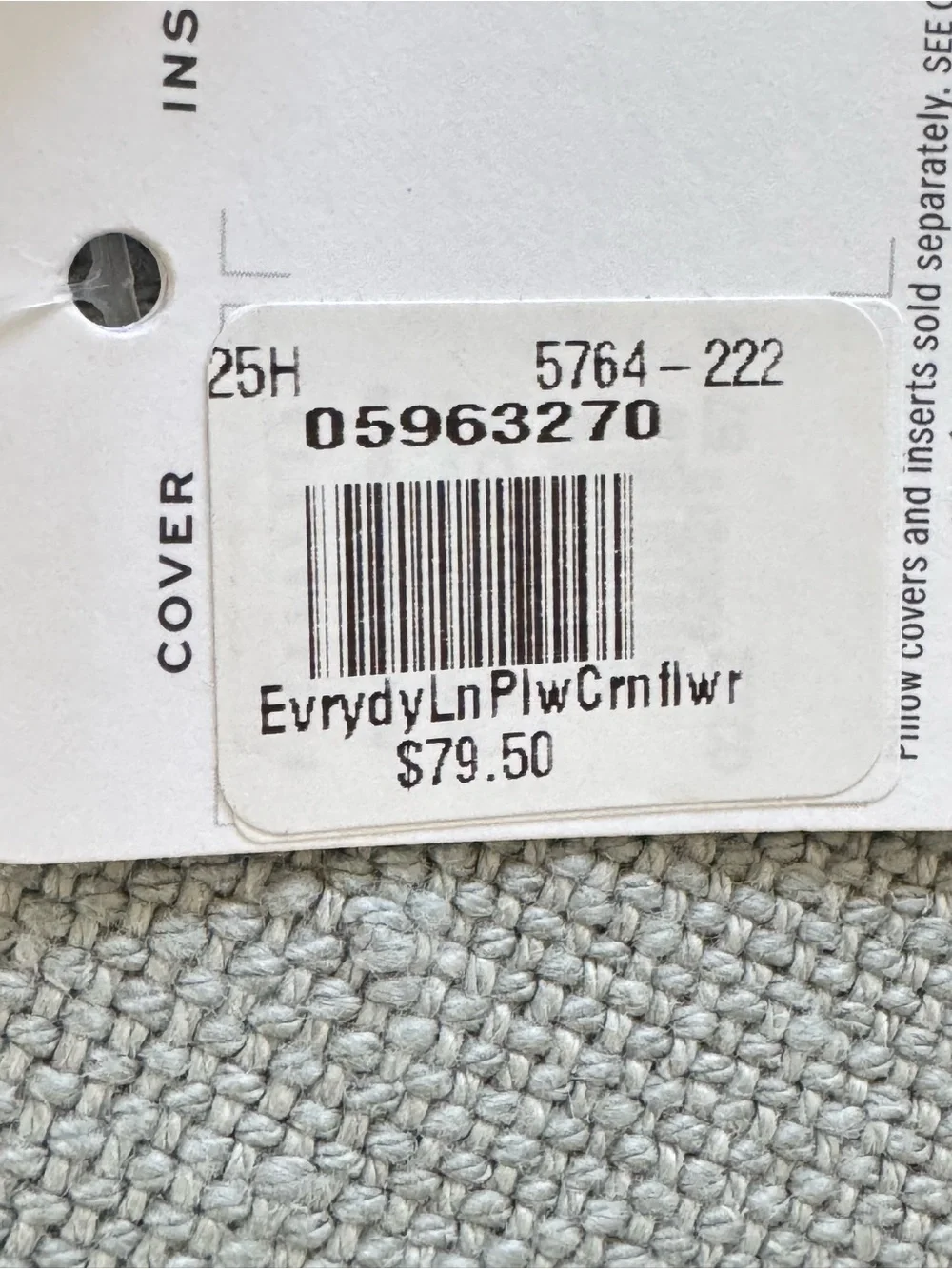 Pottery Barn TWO Everyday Linen Pale Blue Cornflower Throw Pillow Covers NWT
